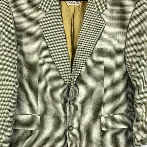 Stones Classics Blazer Jacket Size 42 Beige Green Houndstooth 2 Button Single Br - Picture 3 of 9